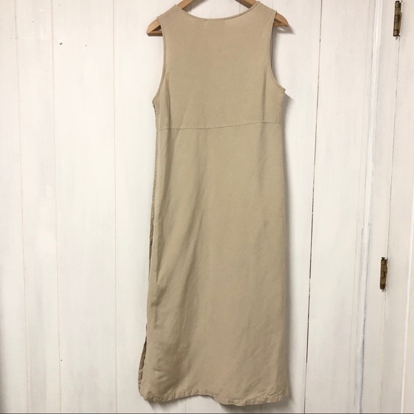 Vintage Liz Claiborne Linen Blend Tan Maxi Dress - Picture 4 of 5